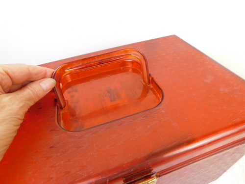 AMBER Grandma’s VTG Acrylic Sewing Box Kit incl Accessories bobbins 3 Level HOT - Picture 7 of 12