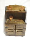 Vtg Doll Wooden Cupboard with leather hinges & metal round knobs 1:12 — photo 6