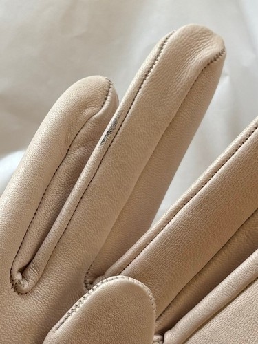 Guantes de cuero Hermes con cordones adornados con botones / beige - Imagen 6 de 6