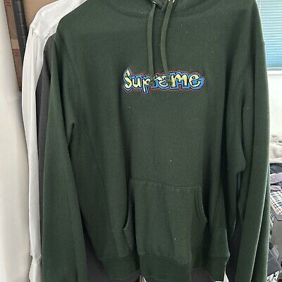 SUPREME GONZ LOGO HOODED SWEATSHIRT HOODIE BOX LOGO GREEN M MEDIUM PULLOVER | eBay