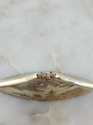 Vintage 950 Sterling Silber geätzte Bergmontierung Fidschi Salzstreuer 20,7 Gramm - Bild 5 von 6