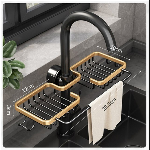 ✅Kitchen Sink Drain Rack Space Aluminum Adjustable Shelf Sponge Soap Drain Baske - Picture 3 of 18
