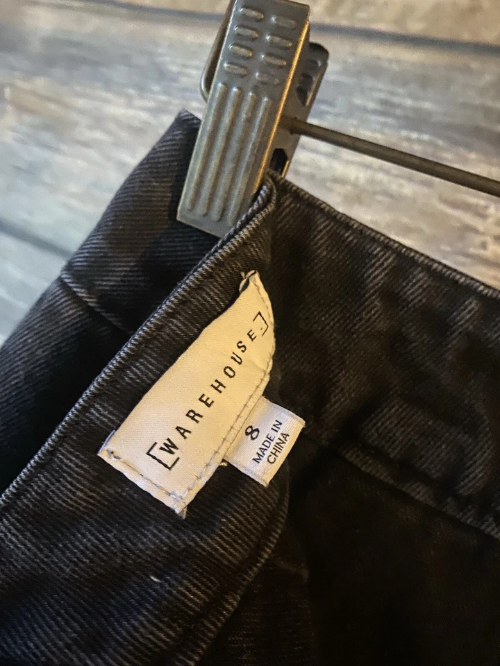 Nueva falda vaquera negra Warehouse línea A talla 8 bolsillos para mujer (talla 4 EE. UU.) Foto 2 de 4