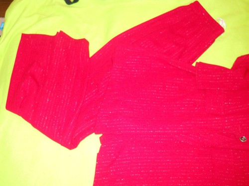 Roter Nadelstreifen zweiteiliges Set, langer Revers-Blazer & Hose ~ Größe 10 von DJ & Co. - Bild 2 von 8