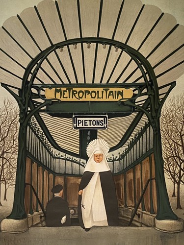 Vintage artist ROBERT SIVARD litho PRINT poster “Paris Metro Nun” signed #’d - Picture 2 of 8