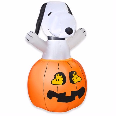 Airblown Inflatable Snoopy In Pumpkin With Woodstock 3ft Halloween