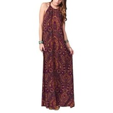 Show Me Your Mumu Flirtini Halter Maxi Dress in Princess Plum Size M