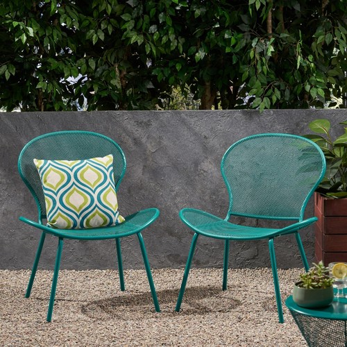 Tristian Modern Outdoor Iron Club Chair (Set of 2) - Picture 28 of 45