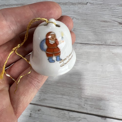 Vintage "Don't Open Until Christmas" Bell Ornament White Hand Painted Japan - Picture 2 of 9