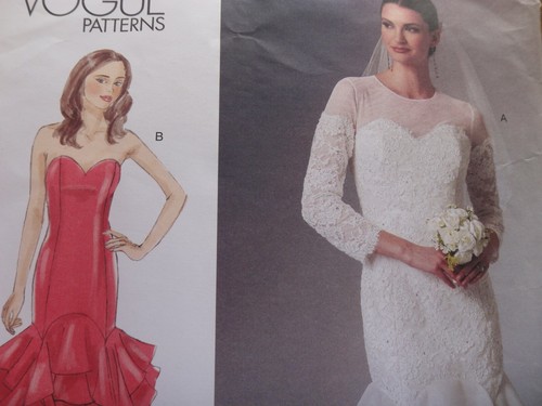 Vogue 1495 Bridal Formal Prom Gown Fitted Mermaid Flounced Pattern Misses' 14-22 - 第 3/7 張圖片
