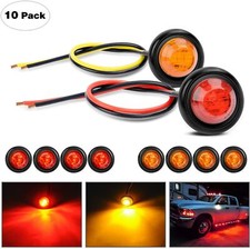 5PCS Red + 5PCS Amber 3/4?? Round Side LED Indicator Bullet Marker Trailer Light