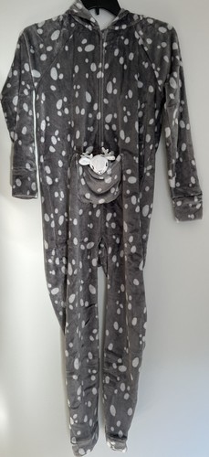 Justice Girls Size L 12/14 Reindeer Zip-Front Footless One Piece Pajamas - Picture 10 of 11