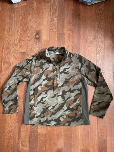 Starter Fleece 1/4 Zip Pullover Herren Gr. Large Cabinwear Camo Outdoor Logo Vintage