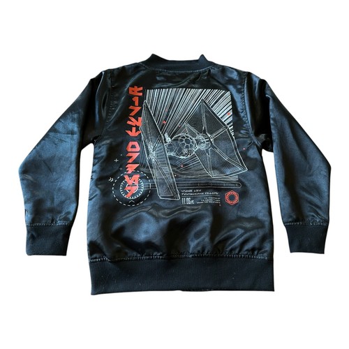Star Wars Black Youth Size Small Satin Tie Fighter Full Zip Bomber Jacket - Picture 2 of 4