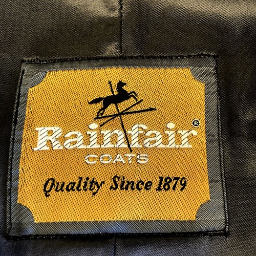 Vtg 60 70's Rainfair Men's Blue HOUNDSTOOTH Raincoat MOD Rain Over Coat L - Picture 6 of 7