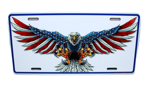 AMERICAN FLAG BALD AMERICAN EAGLE METAL NOVELTY CAR LICENSE PLATE AUTO TAG - Picture 4 of 15
