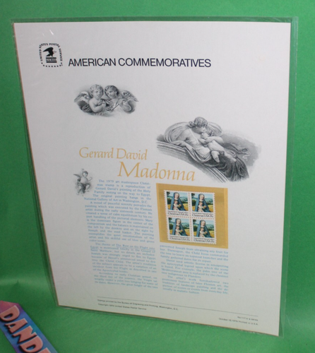 Panel de estampillas conmemorativas estadounidenses Gerard David Madonna USPS 117 18 de octubre de 1979 - Imagen 1 de 5