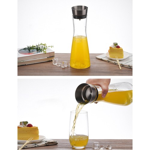 Bouilloire à eau froide en verre inoxydable cruche à jus boutiques avec couvercle théière de camping chaude