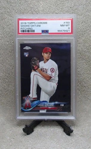 PSA 8 GRADED 2018 Topps Chrome SHOHEI OHTANI Pitching Rookie Card #150 DODGERS