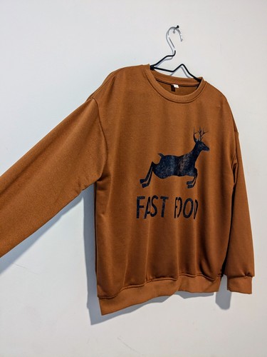 Fast Food Deer Mens Brown Sweatshirt - Picture 2 of 4