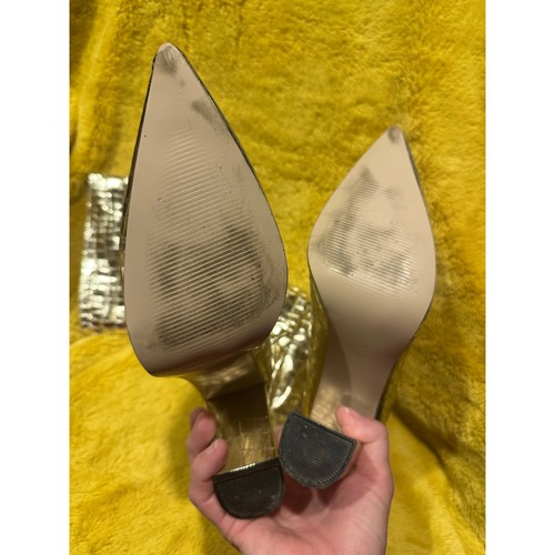 Damen-Stiefel goldfarben kniehoch zum Überziehen hohe Absätze US-Größe 9 Abend lässig auffällig - Bild 3 von 8