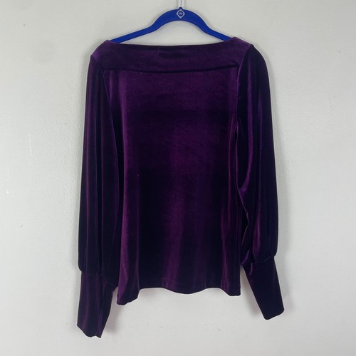Lauren Ralph Lauren Petite Samt Top Lila Langarm U-Boot Ausschnitt Bluse PL - Bild 6 von 8