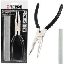TECPO POLSTERKLAMMERZANGE POLSTERZANGE + 100 POLSTERKLAMMERN f&uuml;r SITZBEZ&Uuml;GE