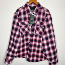 Jachs New York Flannel Shacket XL Mens Shirt Jacket Plaid Sherpa Lined Red New