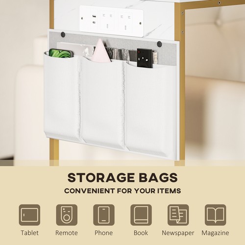 HOMCOM C-Shaped Side Table with Charging Station, Modern Bedside Table - Picture 4 of 11