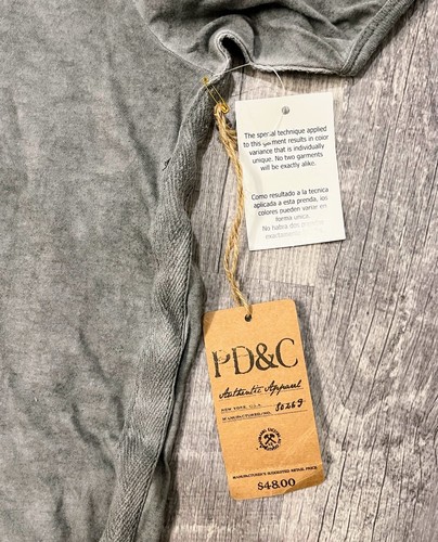 PD&C V Neck Short Sleeve T Shirt Men’s Sz L 100% Cotton Gray NWT - Picture 3 of 7