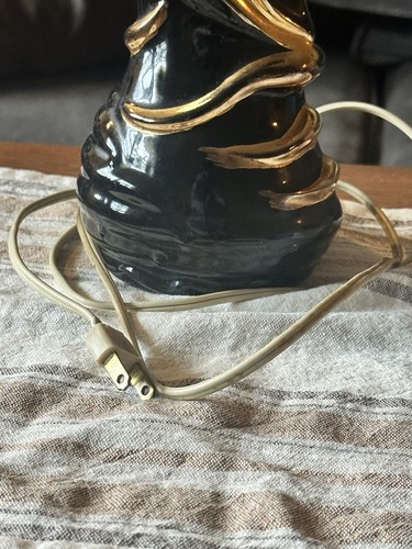 Vintage Midcentury Ceramic Lamp Black And Gold signed C Miller 1956 - Picture 6 of 15