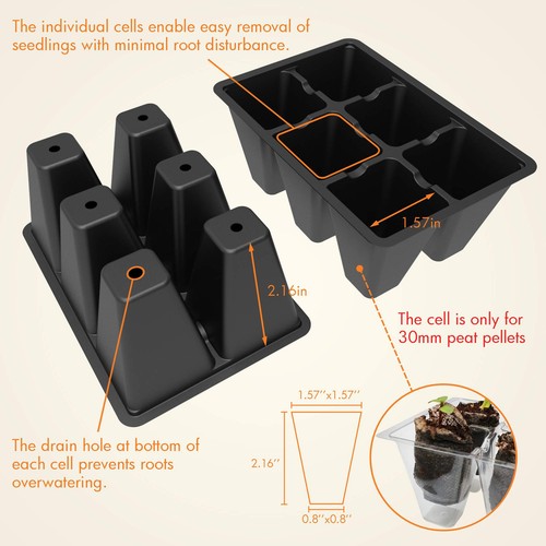 10 Pack Seed Starting Tray, Plant Germination Trays, Seed Starter Kit with Ad... - Picture 4 of 6