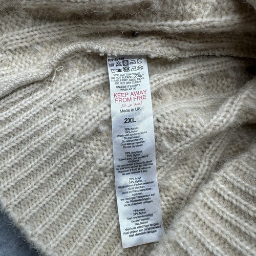 Boohoo Herren Beige Rundhals Rollkragen Acryl Zopfmuster Mischung Pullover Pulli 2XL - Bild 6 von 11