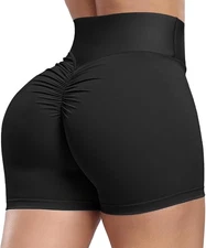KIWI RATA Scrunch Workout Shorts for Women High Waisted Booty X-Large, Black 