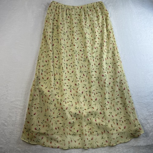 VTG Y2k Sz 10 Skirt Slip Ruffle Hem Fairy Whimsy Feminine Dainty Midi Coquette - Picture 7 of 10