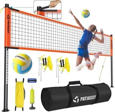 Premium Professional Portable Volleyball Net Set with Heavy Duty Poles Ball Pump