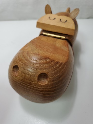Caja de anillo de baratija boca con bisagras MCM de madera Zoo Line 1959 vintage LEER - Imagen 14 de 16