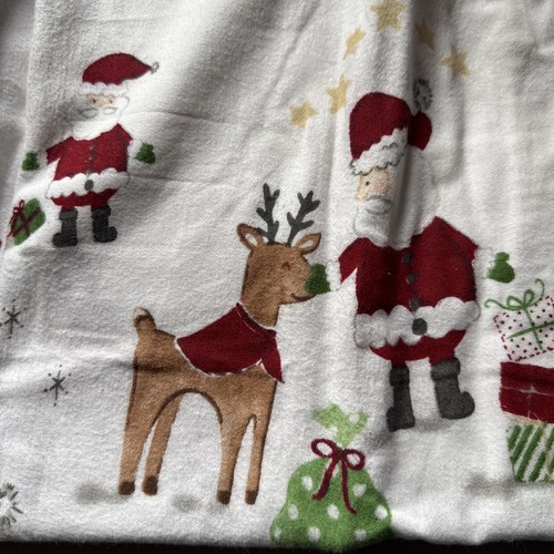 NEW Pottery Barn Kids North Pole Flannel Crib Fitted SHEET Santa Reindeer - Picture 4 of 4