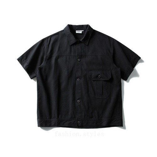 Verano Retro Multi-bolsillo Ropa de Trabajo Camisa Manga Corta Hombres Suelta Algodón Puro Top - Imagen 17 de 22
