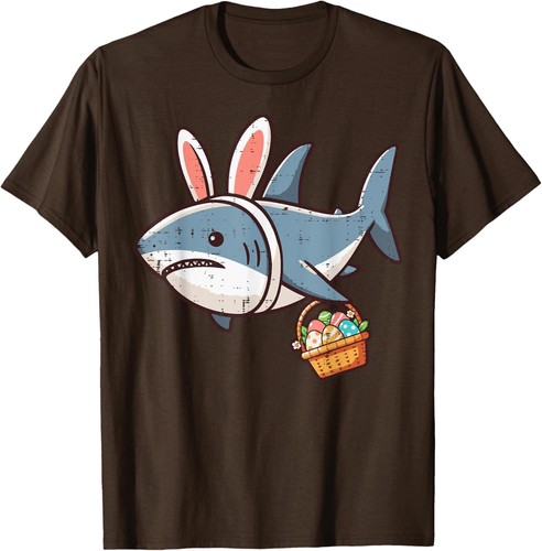 Shark Bunny Easter Eggs Funny Hunt Girls Boys Kids Men Women T-Shirt Hoodie - Picture 15 of 18