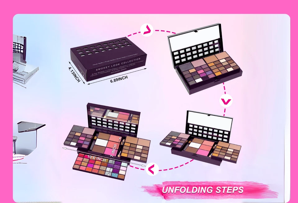 Kit de Maquillaje Todo en Uno 74 Colores Regalo - Sombra de Ojos, Brillo de Labios, Rubor, Set de Contorno Foto 3 de 4