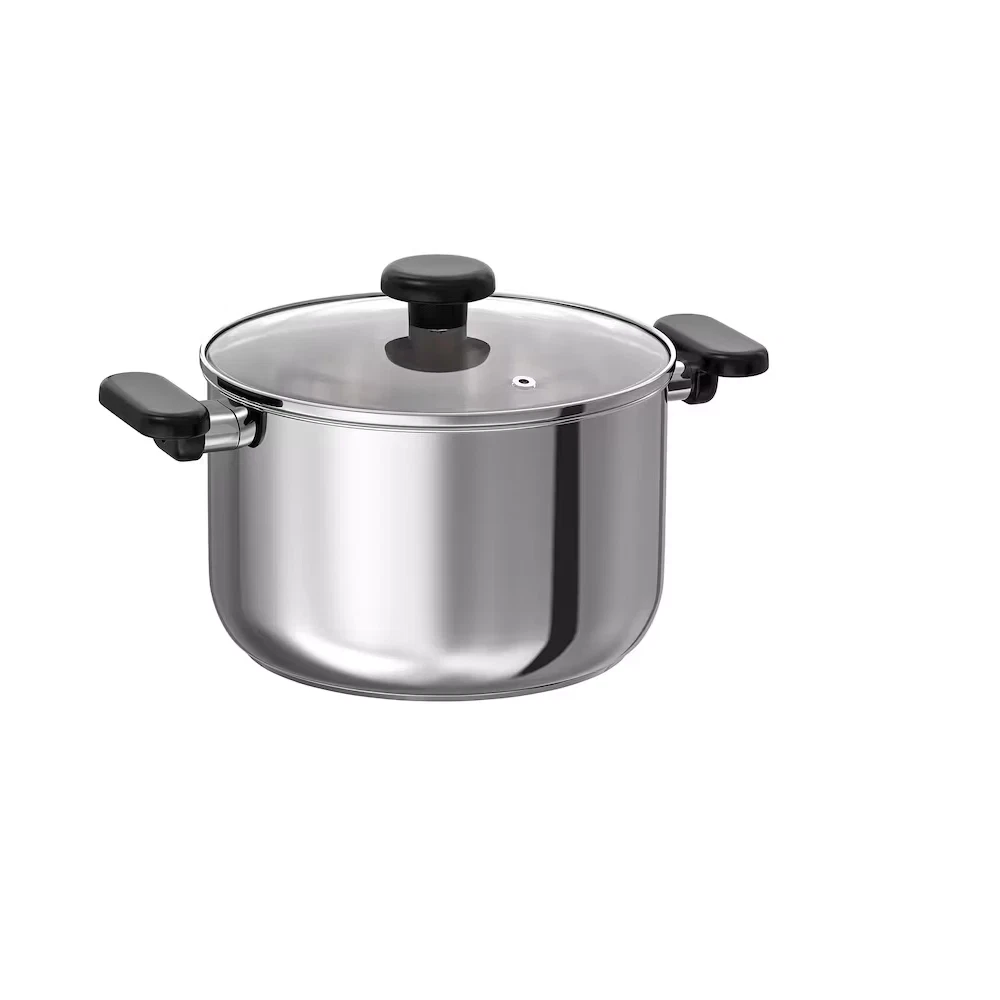 3 L Large Cooking Pots w/Glass lid Stainless Steel Stock Pot Non-Stick Stew Soup