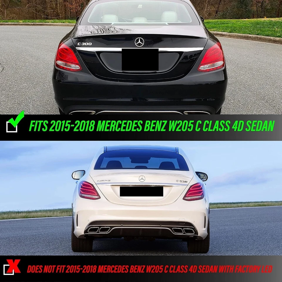 Pair LED Taillights Upgrade For Mercedes Benz 2015-2018 C Class W205 C300 C350 - Image 4 of 4