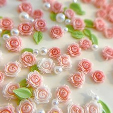 3D Flower Nail Charms, 60PCS 3D Flower Nail Art Rhinestones Pink Pale Pink