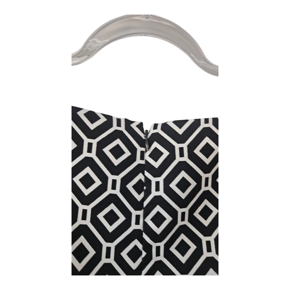 Vestido Jones Studio para mujer 12 negro blanco forrado geométrico cremallera trasera sin mangas Foto 4 de 4