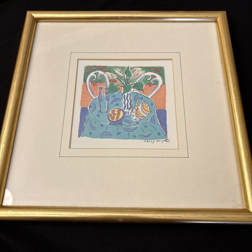 2er Set: Nancy Wright BALANGIER Stillleben gerahmte Drucke Volkskunst/ Blumen/etc - Bild 3 von 16