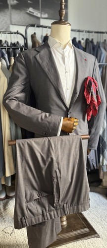ULTRA RARE Gray Check 13.5 micron (Super 200s) Kiton Suit 40R US/50R IT RRP $15k - Picture 5 of 22