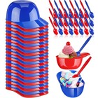 24 Count Summer Baseball Helmet Snack Ice Cream Bowl 24 Pcs Disposable Taster...