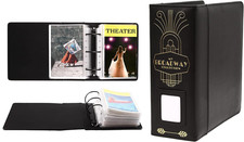 Broadway Play Program Binder with 30 Sheet Protectors - PU Leather (Black/Gold)