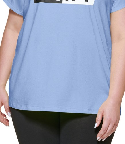 DKNY Women's Two Tone Logo Graphic T-Shirt Blue Size 1X - Picture 3 of 3